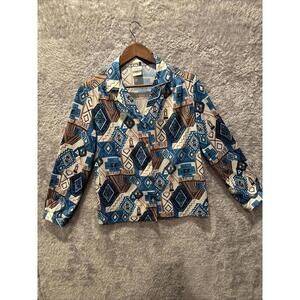 Vintage GRAFF Californiawear  Women's Sz 10 Button Shirt Blouse Top Tribal Retro